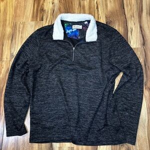 Robert Graham Mens XL Quarter Zip Sweater Black Sherpa Galaxy Lining Pullover